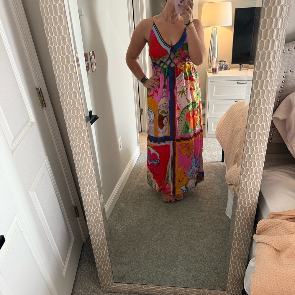 NEW!!! FARM RIO Anthropologie Colorful Cutout Maxi Dress - Picture 4 of 4